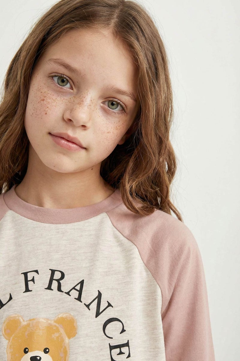 DeFacto Pink Girl Girl Printed Long Sleeve 2 Piece Pajama Set Casual - Image 5